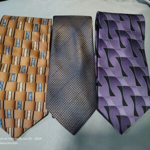 Stafford Men's Tie Set - Tan, Blue, and Purple